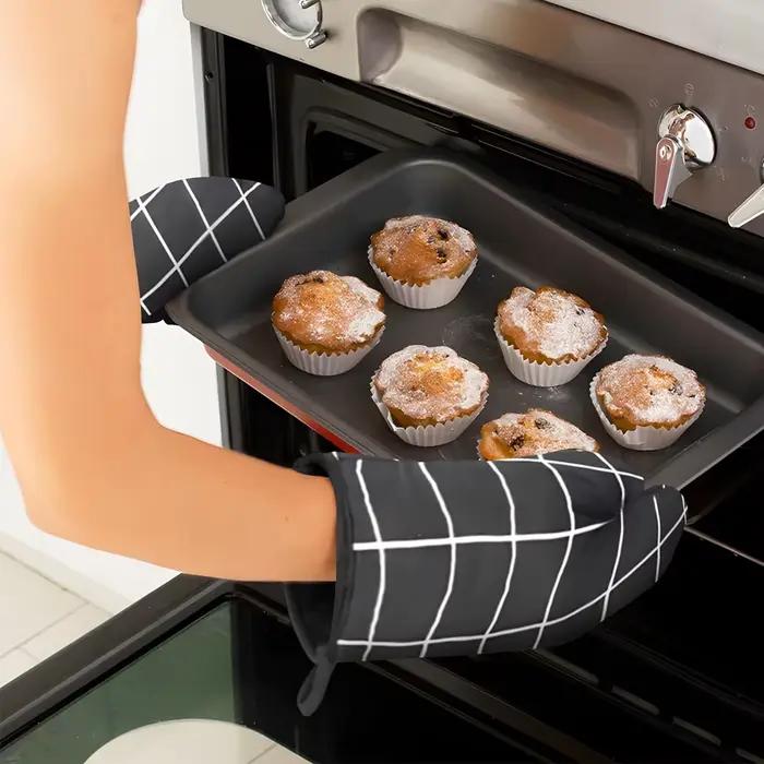 Gants de cuisson pour four, mitaines de four à micro-ondes, gants en lin résistants aux hautes tempé