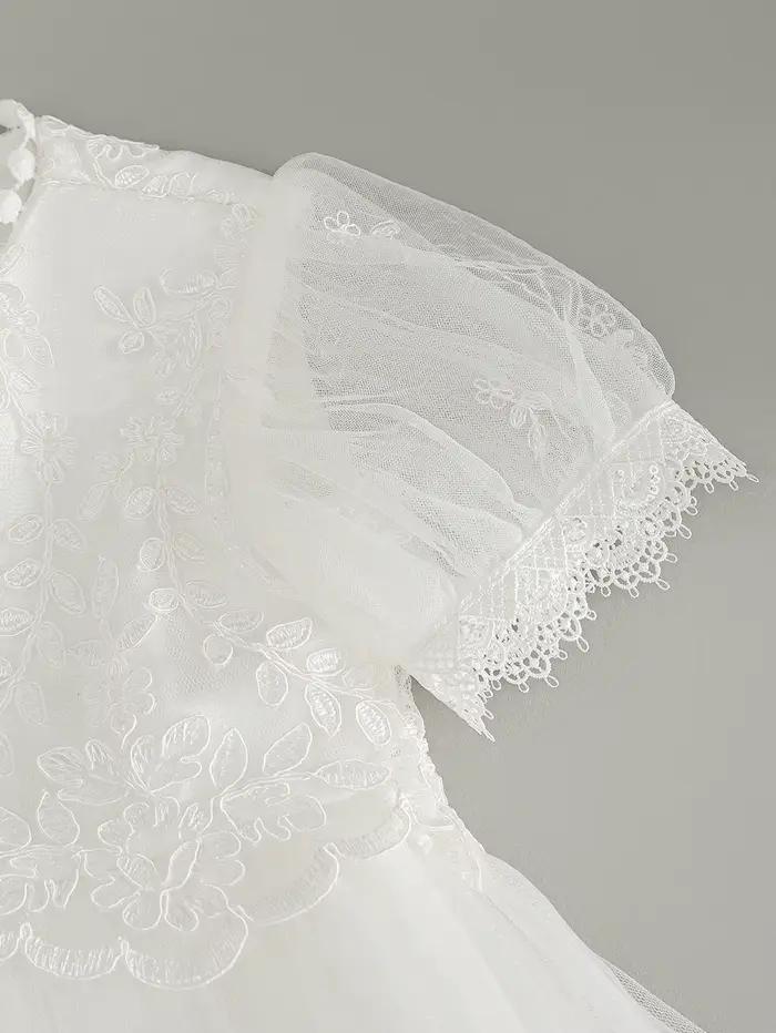 Robe de baptême blanche pour bébé fille, robe brodée haut de gamme, jupe longue en gaze, robe de cér