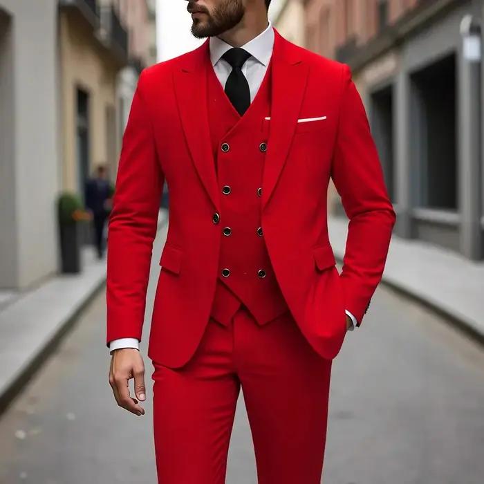 Costumes pour hommes gris foncé de haute qualité, coupe cintrée, simple boutonnage, revers, élégant,