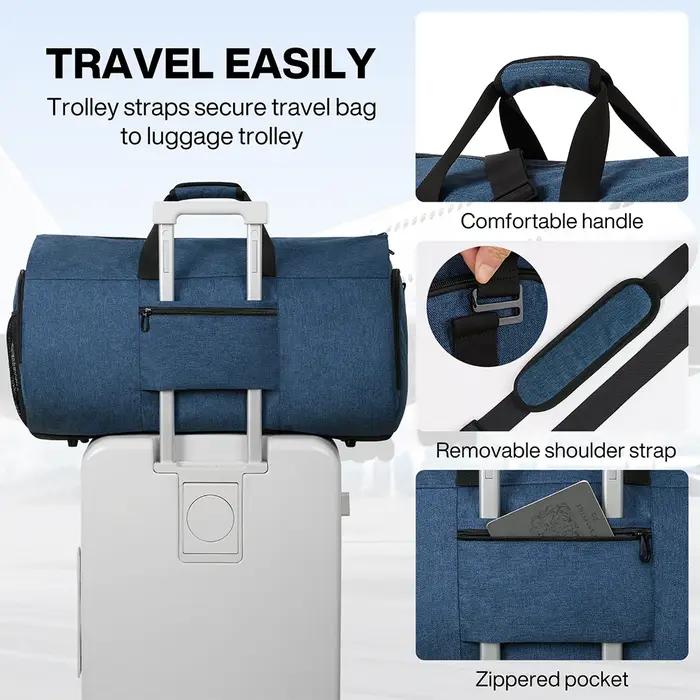 Mixi sac à vêtements à main pour voyage 56L sac de sport convertible pour hommes femmes 2 en 1 bagag