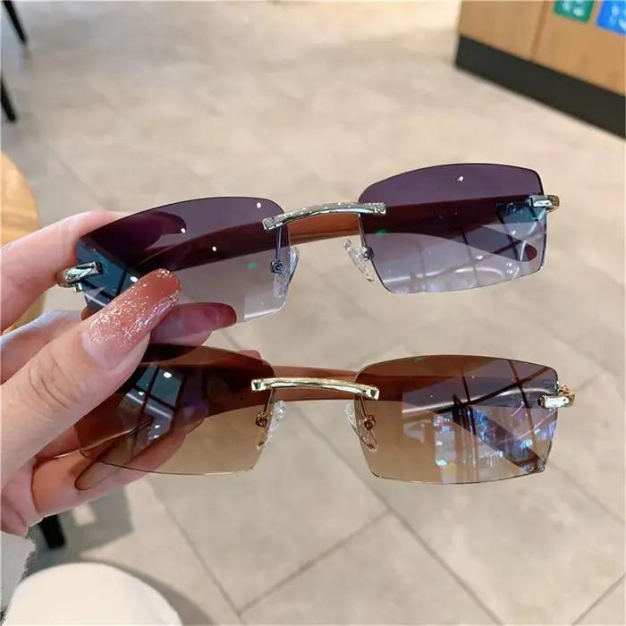 ChimPunk-Lunettes de soleil rectangulaires sans monture pour hommes et femmes, nuances de conduite,