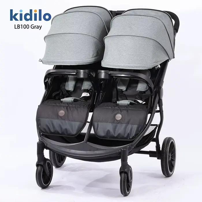 La poussette double tout-en-un peut s'asseoir ou s'allonger, poussette pour bébé légère et pliable a