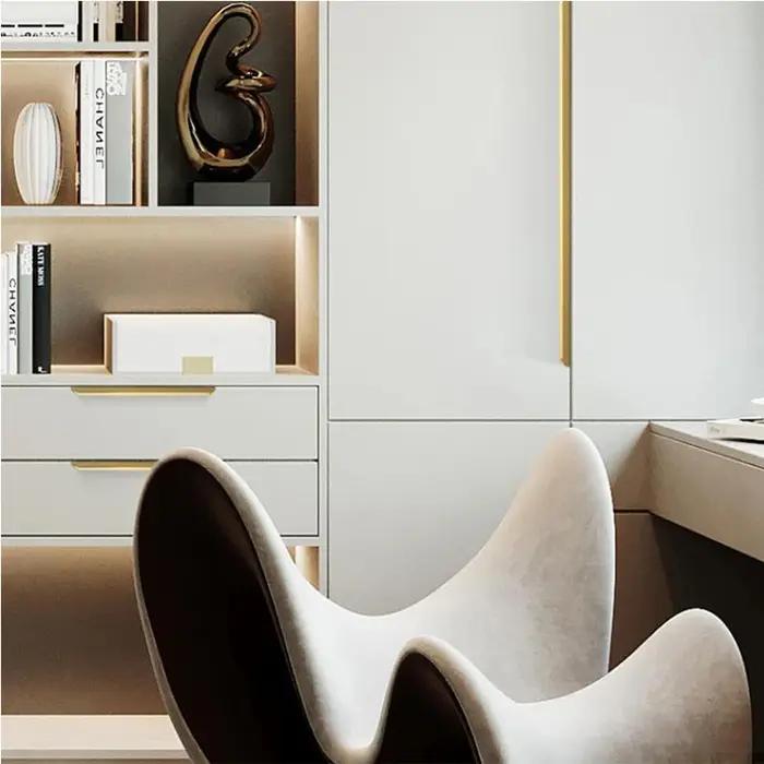 Poignée de porte de garde-robe en alliage d'aluminium design arc circulaire non perforé longue poignée invisible scellage des bords armoire poignée cachée occasions spéciales dressing élégant