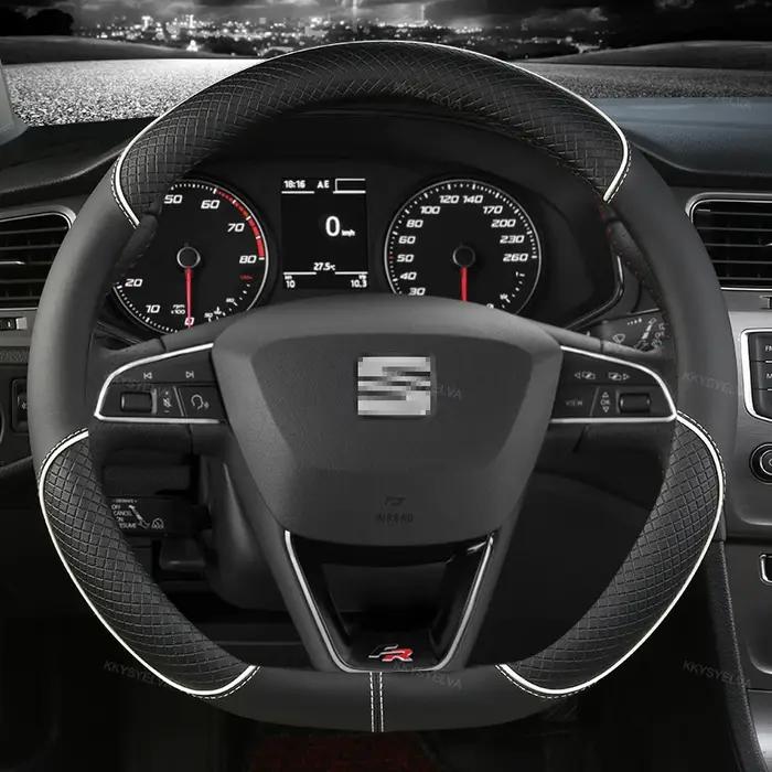 Housse de volant de voiture en cuir microfibre, 38cm, antidérapante, pour Seat Tarraco Arona Ateca I