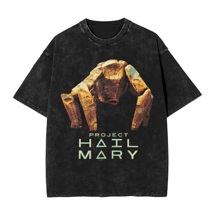 Men Project Hail Mary Rocky The Alien Distressed Portrait T-shirts, vêtements de plage, Y2K, t-s