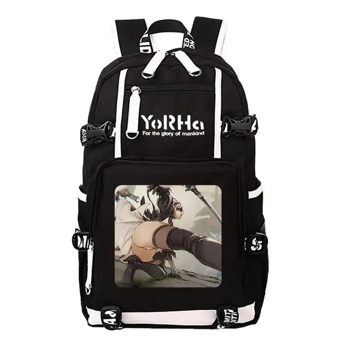 NieR-Sac à dos de voyage en toile avec chargement USB pour femme, sac à dos pour ordinateur portable
