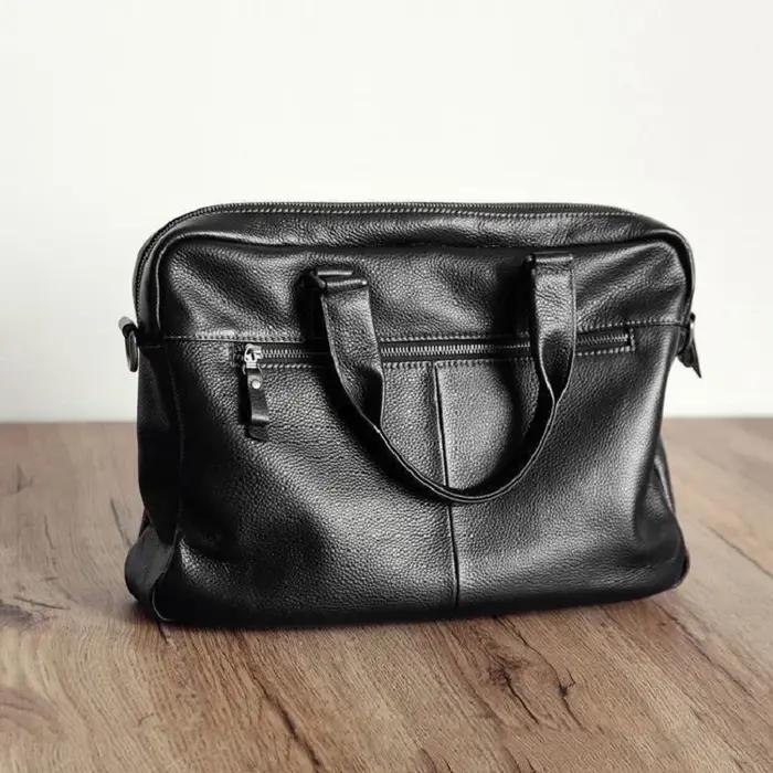 Sac à main d'affaires en cuir de vache de haute qualité pour hommes, sac à bandoulière 100% mallette