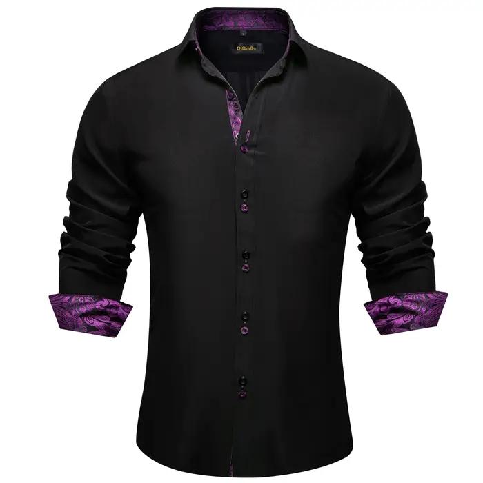 Chemise décontractée à manches longues pour hommes avec motif d'abonnés Paisley intérieur, chemise h