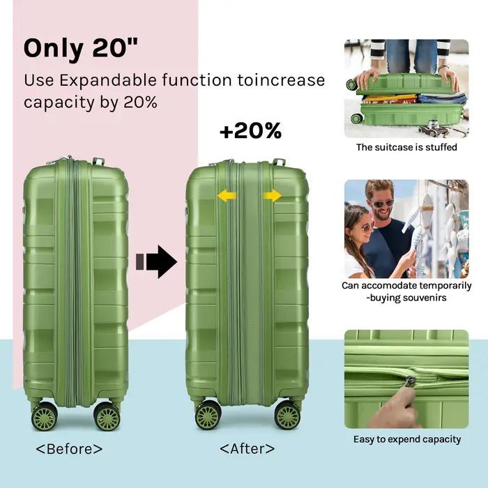 Ensembles de valises à main Melalenia, valise à coque rigide en PP extensible avec roulettes