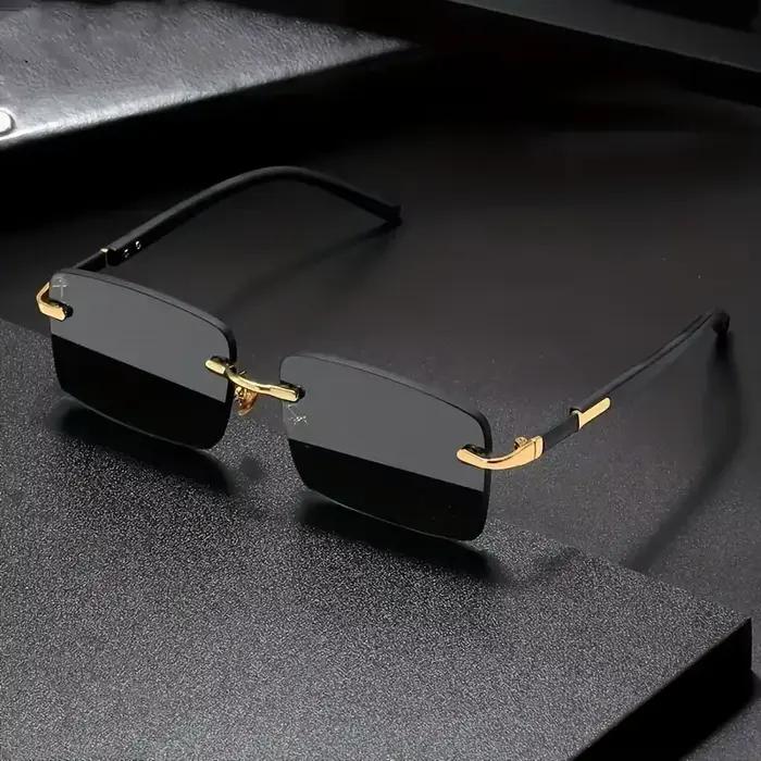 Lunettes de soleil sans bords rectangulaires, mode populaire pour femmes et hommes, petites lunettes