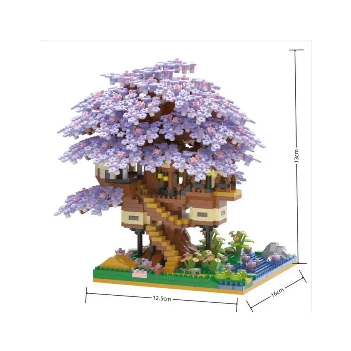 Bloc de construction de maison en cerisier rose, bloc de construction de micro-particules, modèle cl