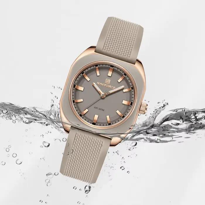 NAVIFORCE mode femmes décontracté élégant Simple polygone Quartz Silicone montre cadeau pour femmes