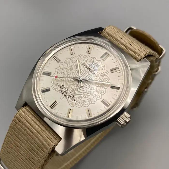 Shanghai 36MM montre mécanique à remontage manuel 7120-montre de conception Bauhaus étanche en acier