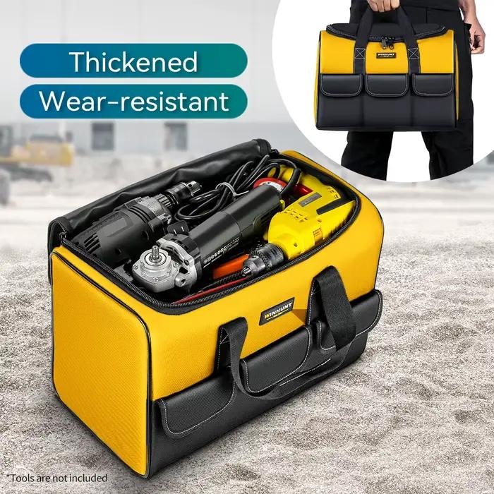 Sac à outils de 17 pouces, grand sac à outils avec 6 poches extérieures, sac à outils pour électrici