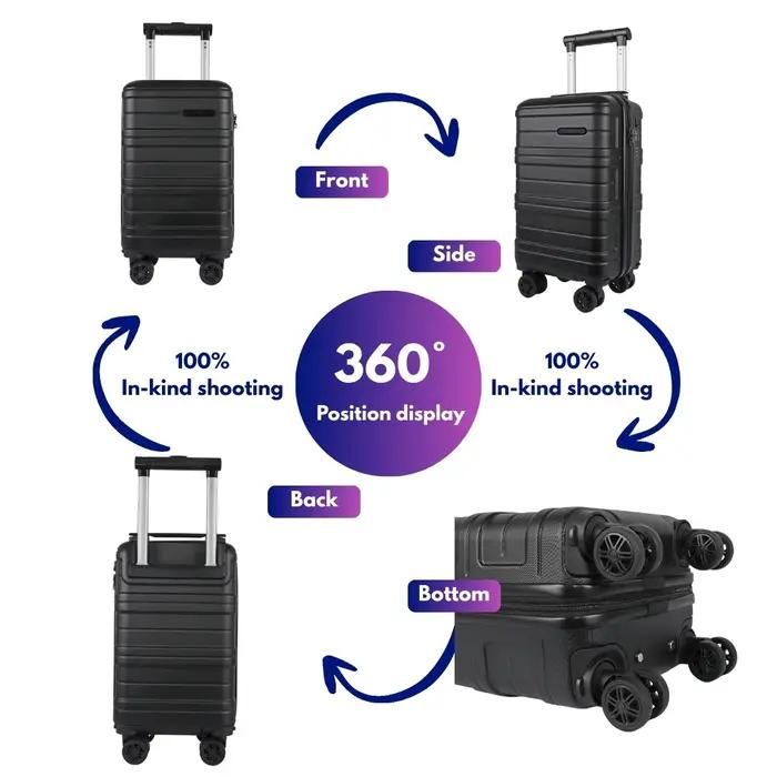 Valise cabine rigide JLY ABS avec roulettes pivotantes amovibles – Valises de cabine légères approuv
