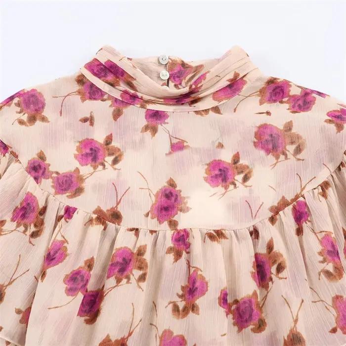 Chemisier Femme 2026 Nouvelle Collection Vintage Tendance Printemps Imprimé Superposé Décoratif Chic