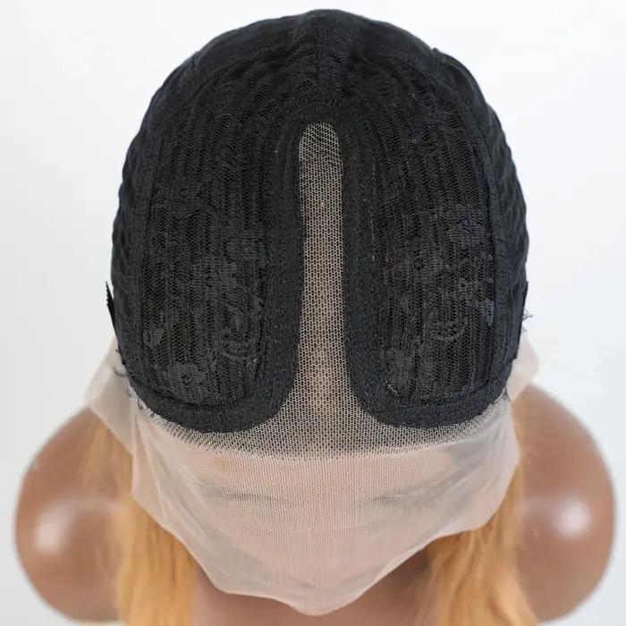Lekker Ombre Blonde courte droite Bob 13x1 T dentelle avant 100% perruques de cheveux humains pour l