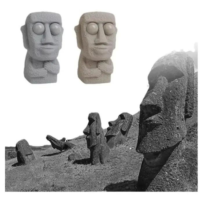 Statue Moai douce Stone Man pour enfants, libère un jouet anti-stress, rebondit lentement, yeux pres