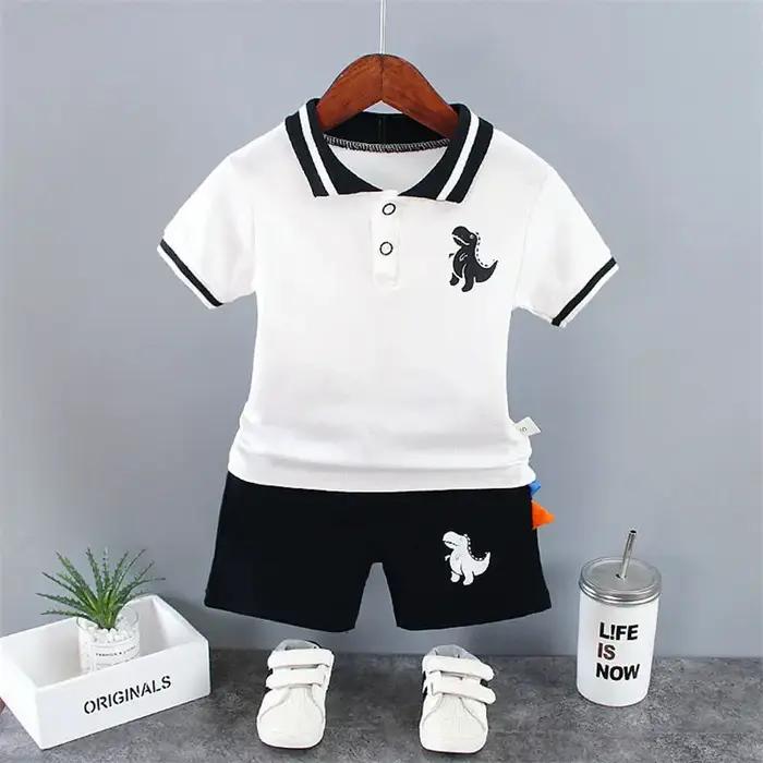 Été bébé garçon vêtements décontractés dessin animé dinosaure T-Shirt pantalon court 2 pièces/ensemb