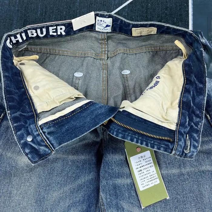 Jeans déchirés rétro américains pour hommes, coupe droite ample, pantalon décontracté kaki tendance,