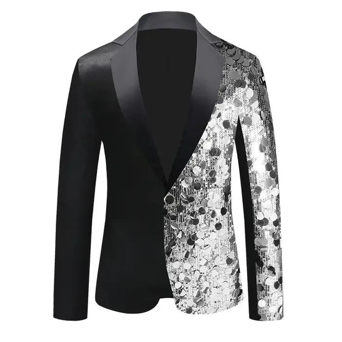 Nouvelle veste de costume de luxe à sequins pour homme, blazer tendance pour chanteur, bar, KTV, per