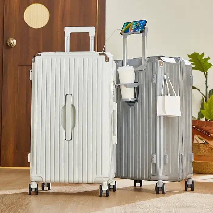 Bagage roulant de grande capacité de 20 à 26 pouces, avec porte-gobelet, sac de voyage, support de t