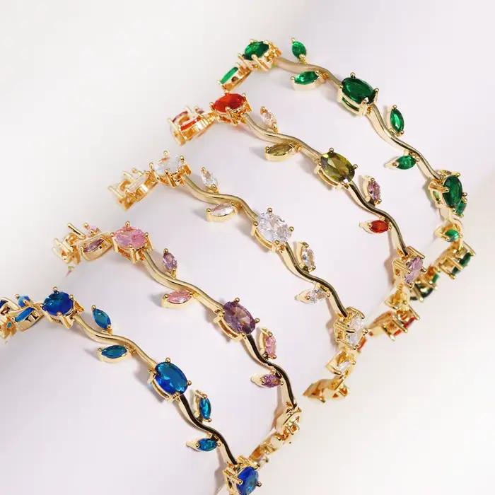Bracelets de marque en zircone cubique pour femmes, bijoux de mariée, demoiselle d'honneur, cadeau p