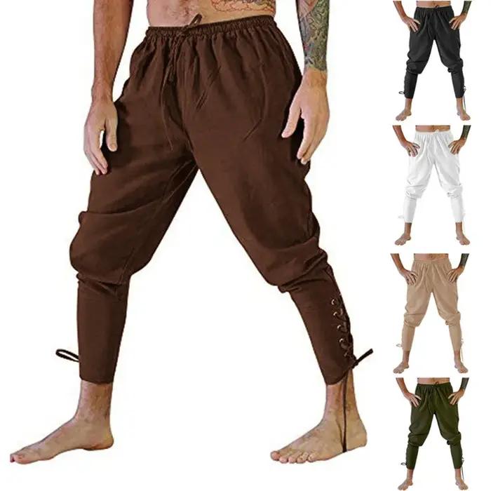 Pantalon Pirate Viking pour hommes, pantalon médiéval de la Renaissance, short à cordon de serrage,