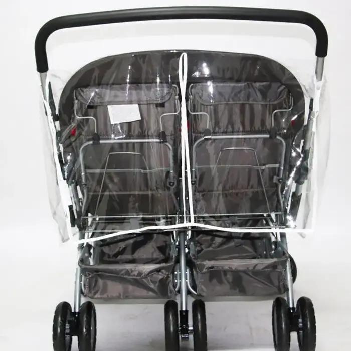 Housse pluie pour poussettes bébé, pour jumeaux, imperméable transparent, pare-vent poussière
