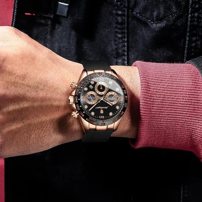 POEDAGAR mode luxe hommes montre-bracelet chronographe Date haute qualité Quartz homme montre étanch