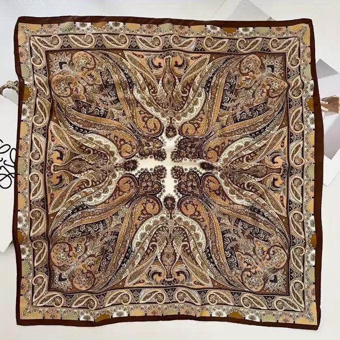 Nouveau Paisley pied-de-poule imprimé carré écharpe couleur café mince lisse cou écharpe Style Vinta