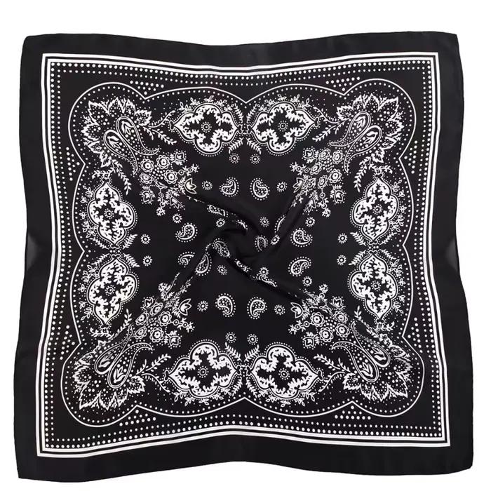 Femmes écharpe 70 cm noir Hip Hop Bandana foulard Paisley imprimé Hijab chapeaux poignet bandeau car
