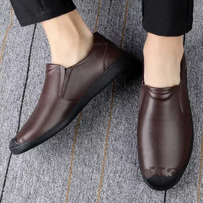 Nouvelles Chaussures Habillées Décontractées en Cuir de Vachette pour Hommes 2026 – Mocassins Unicol