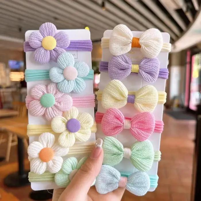 12 pièces nouveau coupe cheveux cravates princesse doux fleur arc filles femmes élastiques bandes de