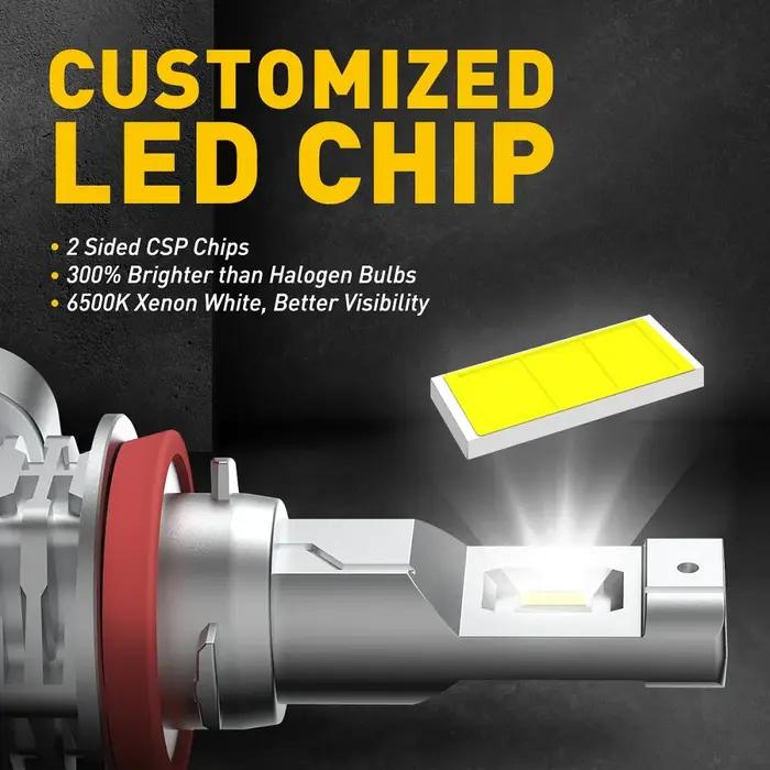 Phares antibrouillard LED Canbus, ampoule 12V, 55W, puce CSP, blanc, jaune, 9005 K, 2X, H11, H8, HB3