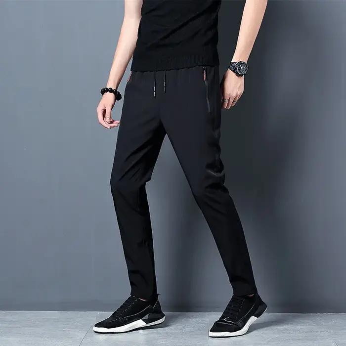 Été hommes glace soie séchage rapide pantalons décontractés coupe ajustée version coréenne glace soi