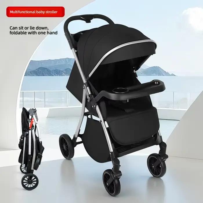 Poussette bébé unidirectionnelle inclinable position assise pliage un clic légère design haute vue forte absorption chocs sorties parc visites pédiatres cadeau nouveau parents
