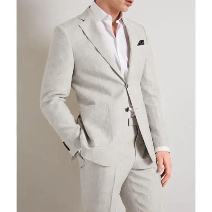 Ensemble Complet Élégant en Lin Fin et Respirant pour Homme, Vêtement Confortable pour Mariage Forme