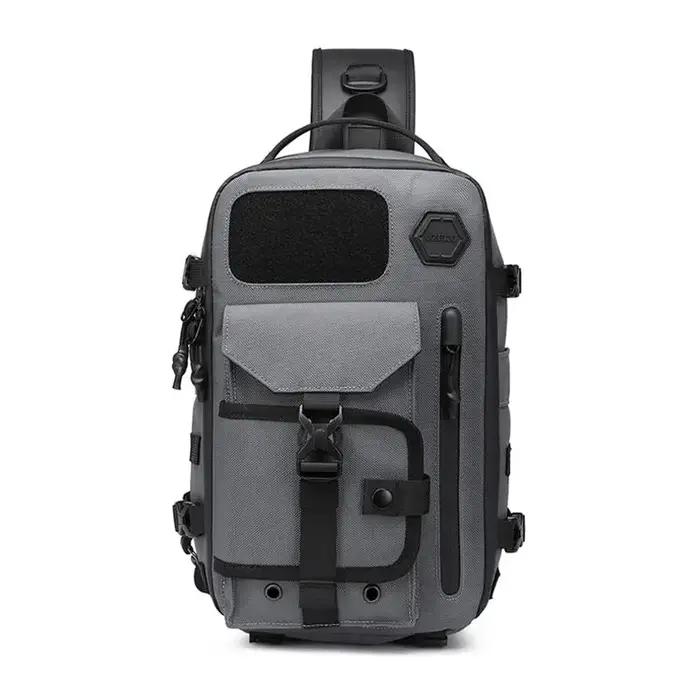 OZUKO-sac à bandoulière pour hommes, sac de poitrine imperméable, sacoche à fermeture éclair, mode s