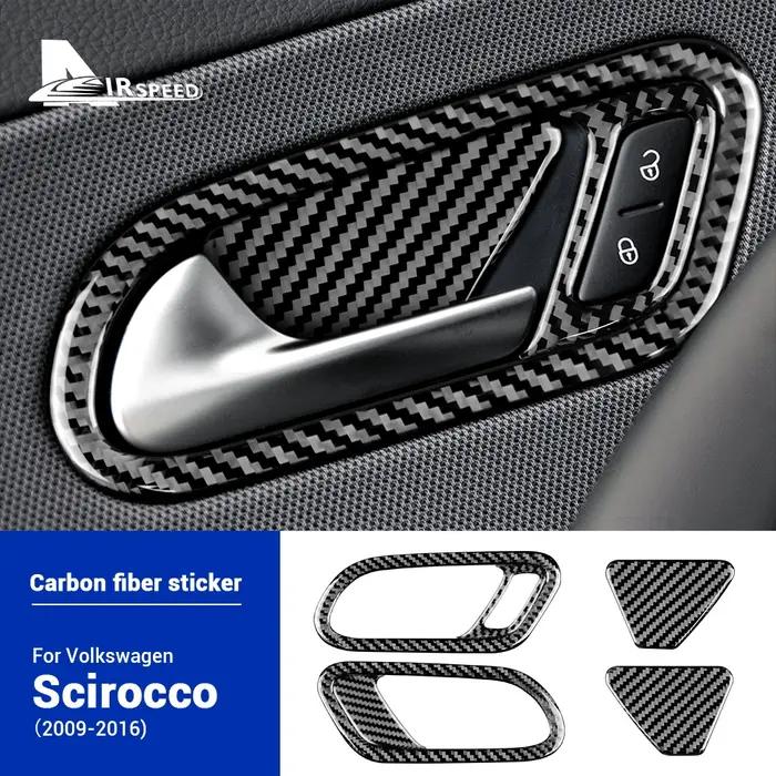 Autocollant de panneau de poignée de porte de voiture en Fiber de carbone véritable souple, pour Vol
