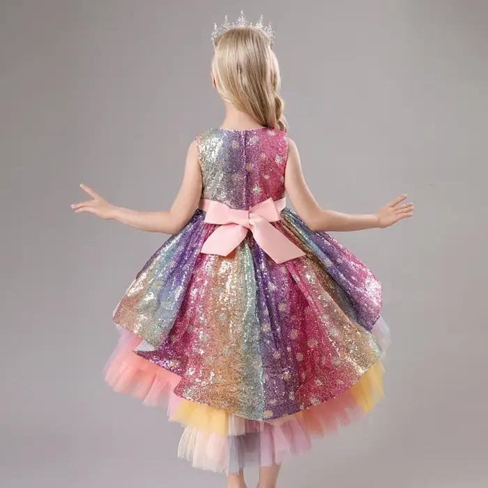 S002 robe pour enfants traînant princesse Spot rose filles 1 juin Performance été nouveau 2023 dente