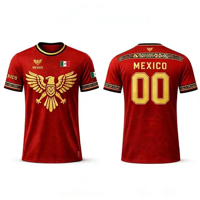 T-shirt imprimé drapeau du Mexique, maillot de football respirant et à séchage rapide pour l'été, ma