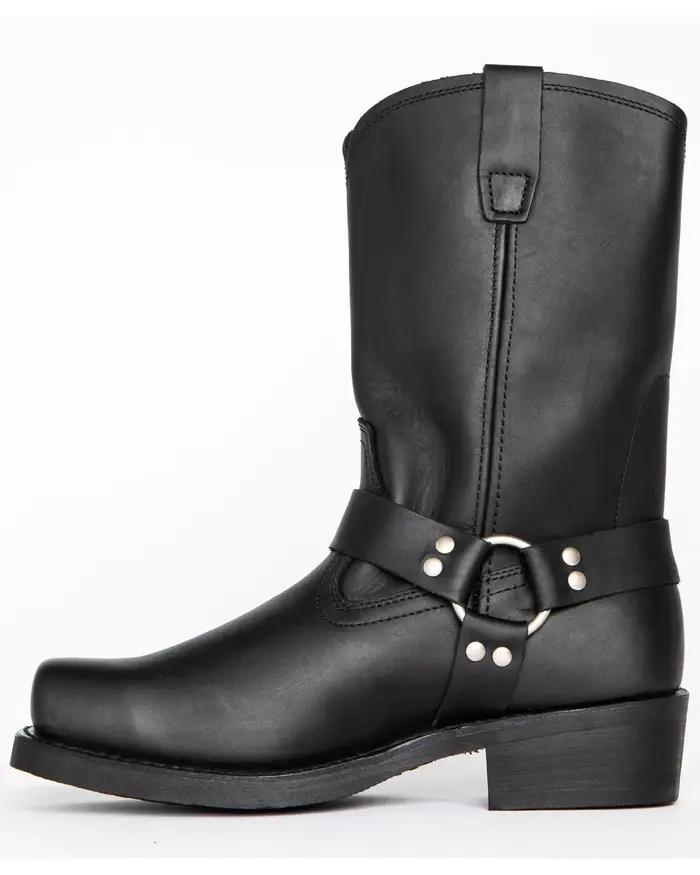 Bottes de cowboy rétro pour hommes, bottes western mi-mollet en cuir PU, chaussures à enfiler pour h