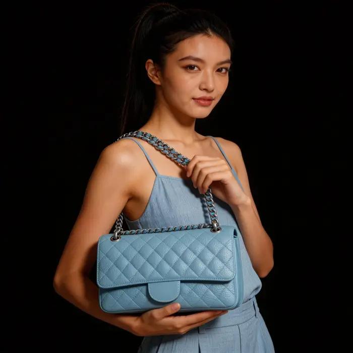 Sac à bandoulière pour femme, nouveau sac carré à motif diamant, taille moyenne, avec bandoulière ch