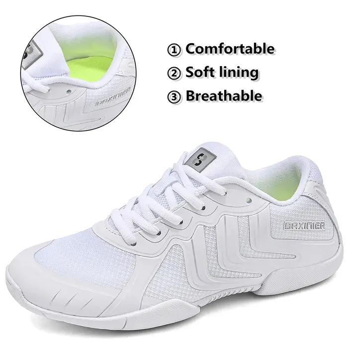 Chaussures de joie blanches BAXINIER pour filles - Baskets danse pom-pom girl respirantes tennis