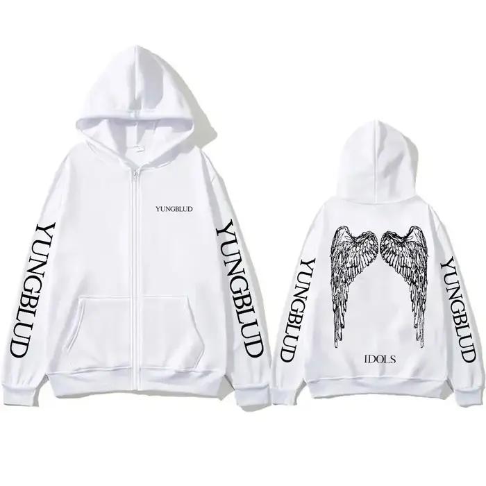 Yungblud IDOLS Wings Album Tour 2025 sweat à capuche avec fermeture éclair homme surdimensionné vest