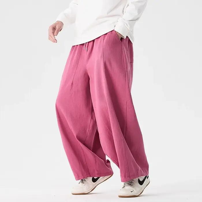 Pantalon à jambes larges pour hommes, confortable à porter, décontracté, sarun japonais, lanterne, c