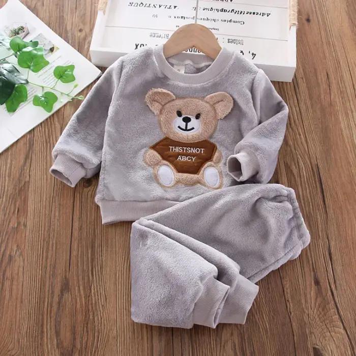 Nouveau hiver bébé filles garçons Homewear ensembles automne mode flanelle polaire vêtements enfants