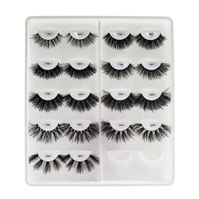 Livraison gratuite 10 paires/pack moelleux vaporeux bande naturelle cils avec pointes en gros en vra