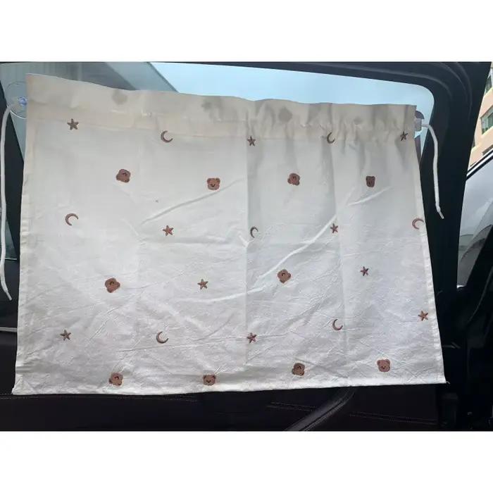 Rideau de voiture brodé pour bébé, pare-soleil pour enfants, protection UV, rideau de fenêtre, ours